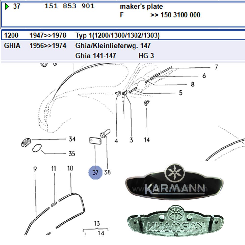 Lai Kam Wah Sdn. Bhd. Specialist in VW Aircooled Parts - 151853901 - Emblem