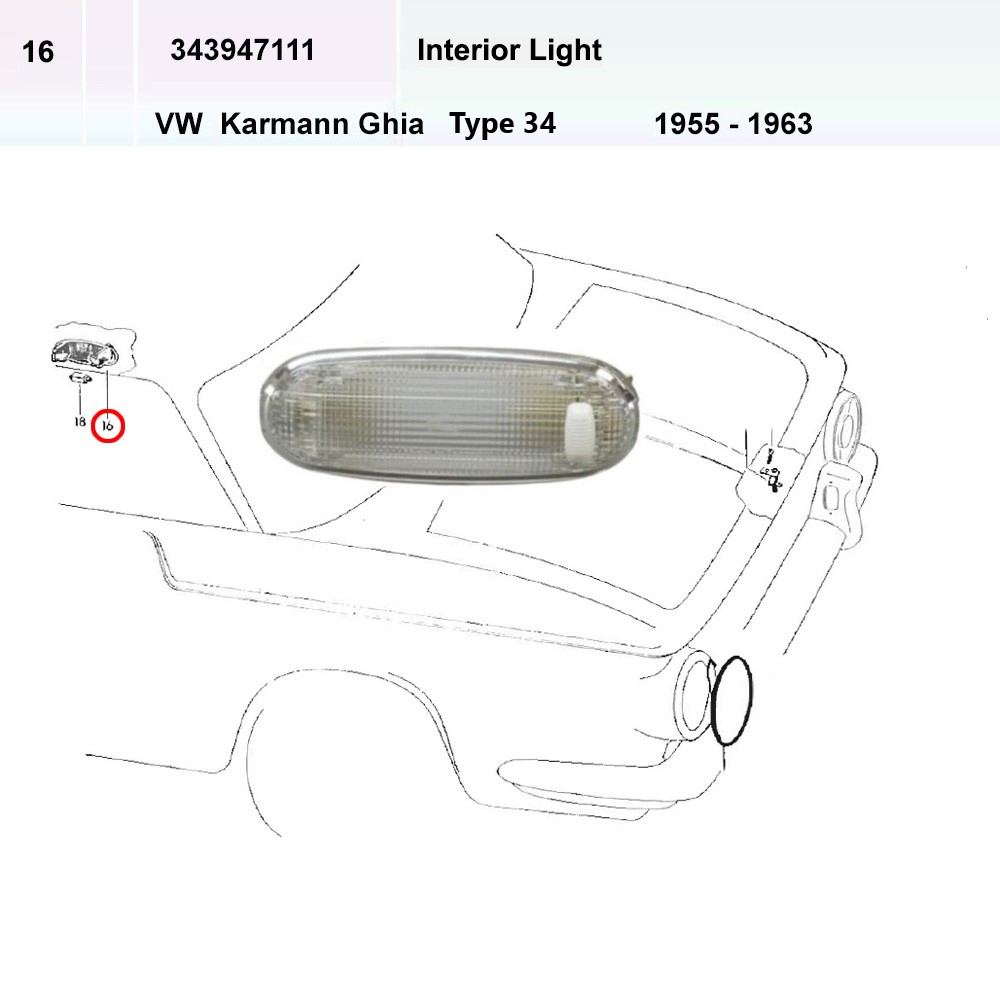 Lai Kam Wah Sdn. Bhd. Specialist in VW Aircooled Parts - 343947111 - Interior Light