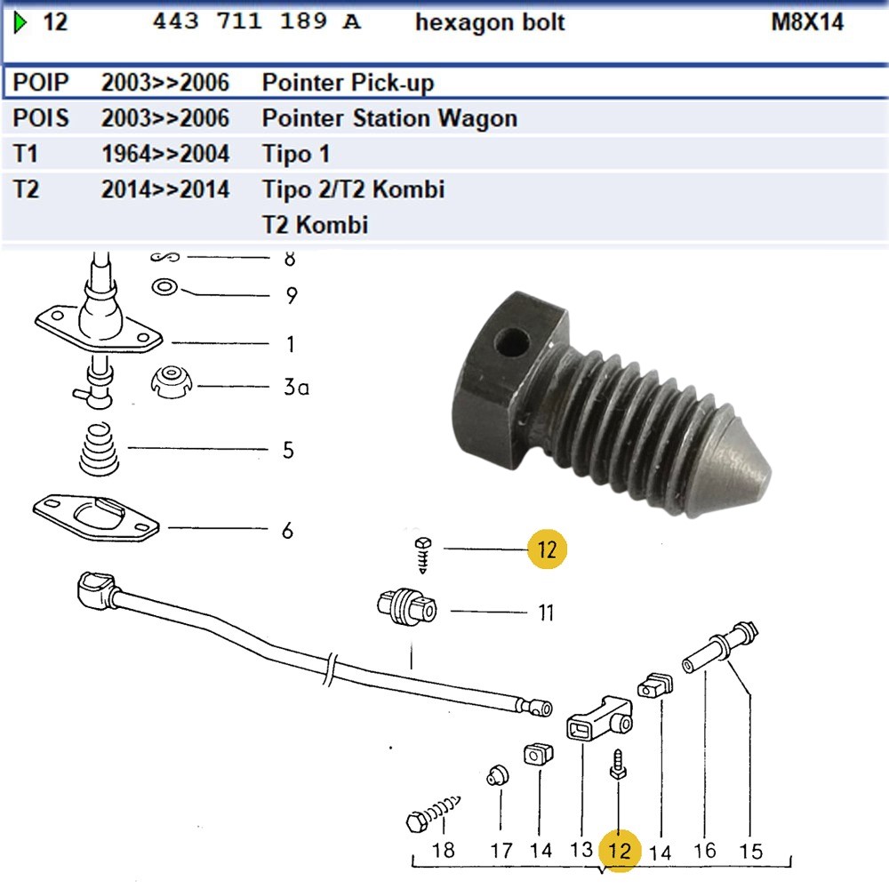 Lai Kam Wah Sdn. Bhd. Specialist in VW Aircooled Parts - 443711189A - Gearshift Coupling Screw