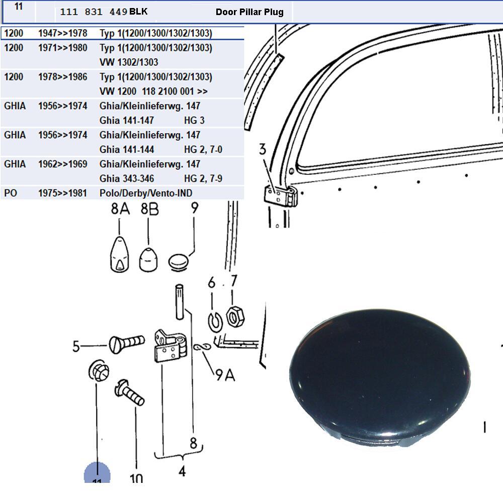 Lai Kam Wah Sdn. Bhd. Specialist in VW Aircooled Parts - 111831449 BLACK - Door plug