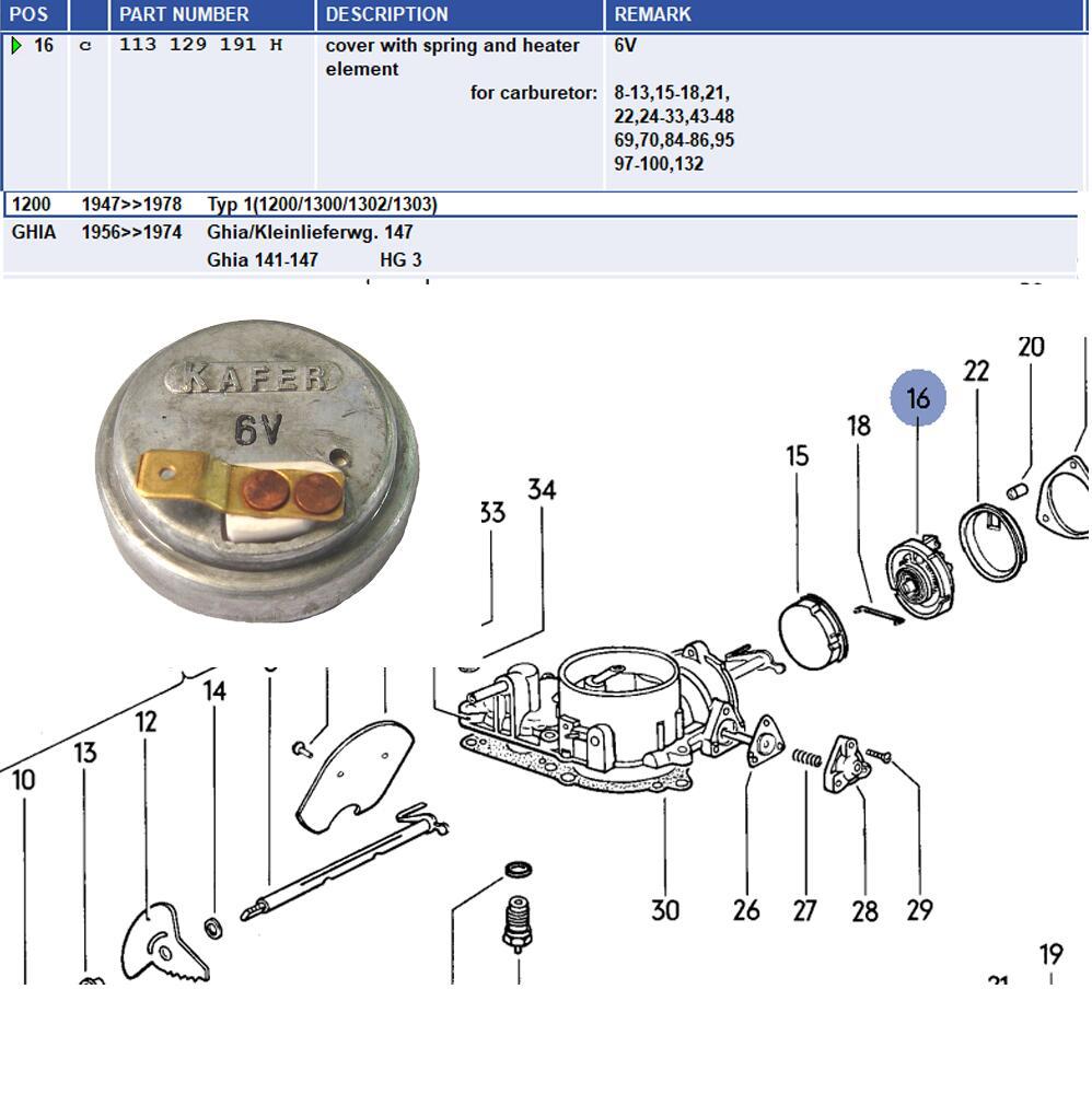 Lai Kam Wah Sdn. Bhd. Specialist in VW Aircooled Parts - 113129191H - Carburator Choke Element 6V