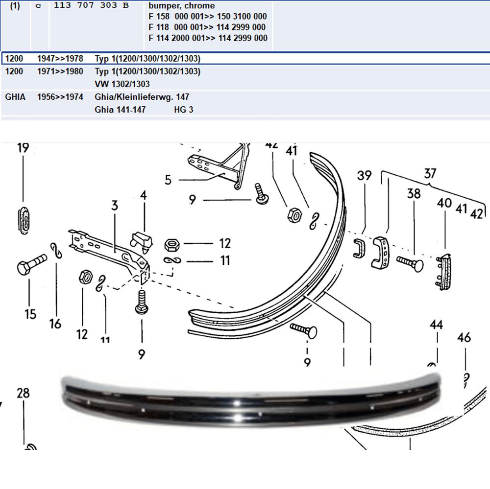 Lai Kam Wah Sdn. Bhd. Specialist in VW Aircooled Parts - 113707303B - Rear bumper