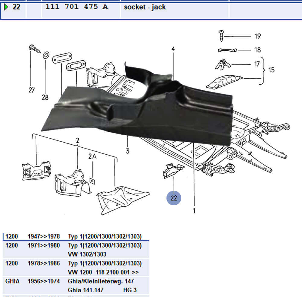 Lai Kam Wah Sdn. Bhd. Specialist in VW Aircooled Parts - 111701475A - Jack Socket