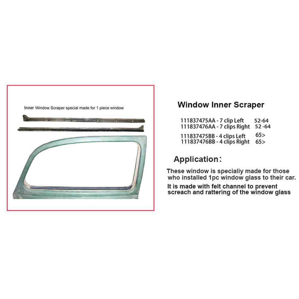 Lai Kam Wah Sdn. Bhd. Specialist in VW Aircooled Parts - 111837475AA - Window Scraper - 7 clips