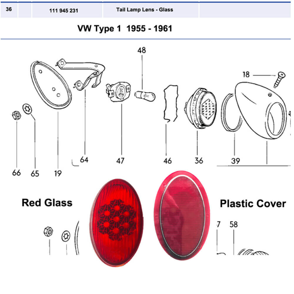 Lai Kam Wah Sdn. Bhd. Specialist in VW Aircooled Parts - 111945231 - Red Tail Light Glass Lens