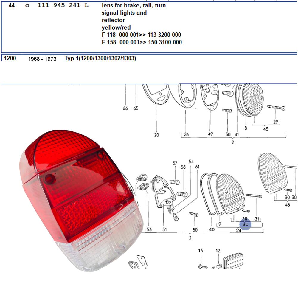 Lai Kam Wah Sdn. Bhd. Specialist in VW Aircooled Parts - 111945241L - Tail Lamp Lens
