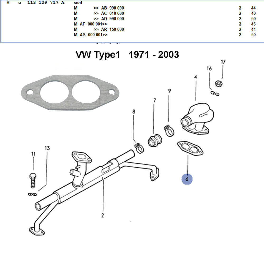 Lai Kam Wah Sdn. Bhd. Specialist in VW Aircooled Parts - 113129717A - Intake Manifold Gasket
