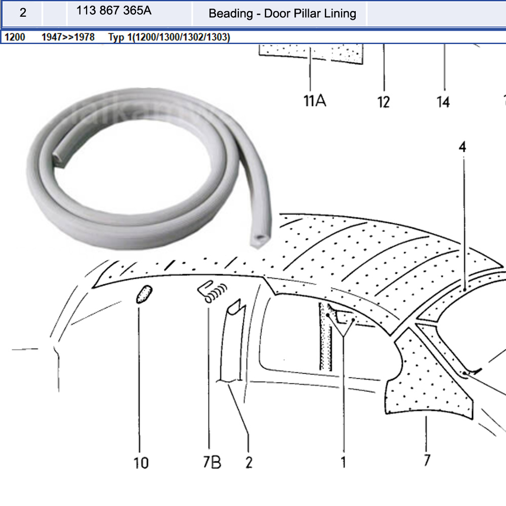 Lai Kam Wah Sdn. Bhd. Specialist in VW Aircooled Parts - 113867365A - Door Pillar Trim