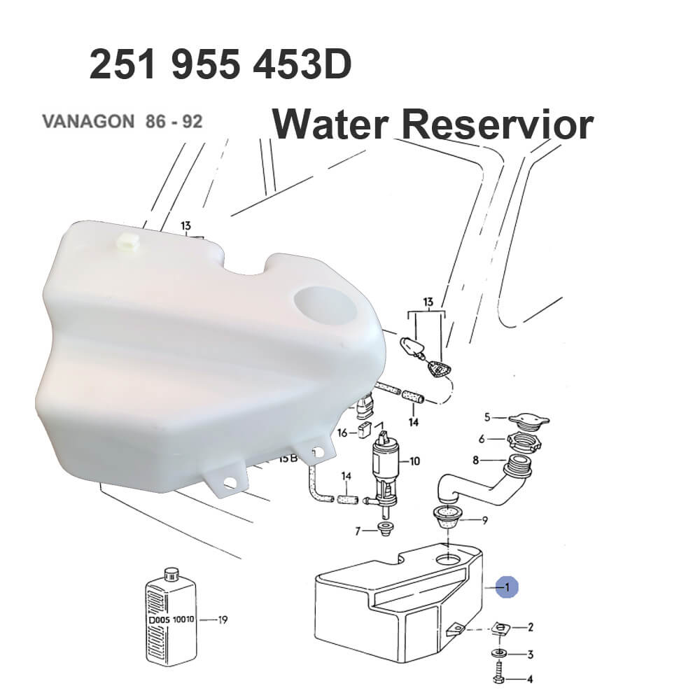 Lai Kam Wah Sdn. Bhd. Specialist in VW Aircooled Parts - 251955453D - Washer Tank