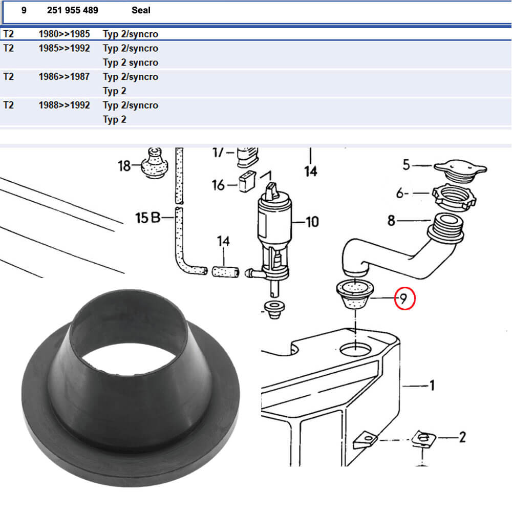 Lai Kam Wah Sdn. Bhd. Specialist in VW Aircooled Parts - 251955489 - Seal for Washer Bottle Filler Neck