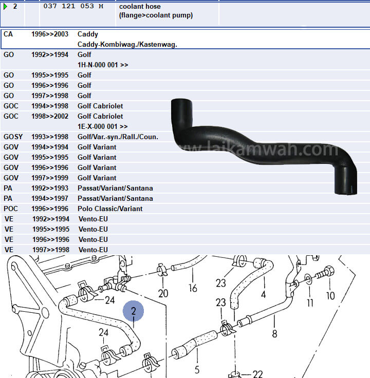 Lai Kam Wah Sdn. Bhd. Specialist in VW Aircooled Parts - 037121053H - Breather Tube