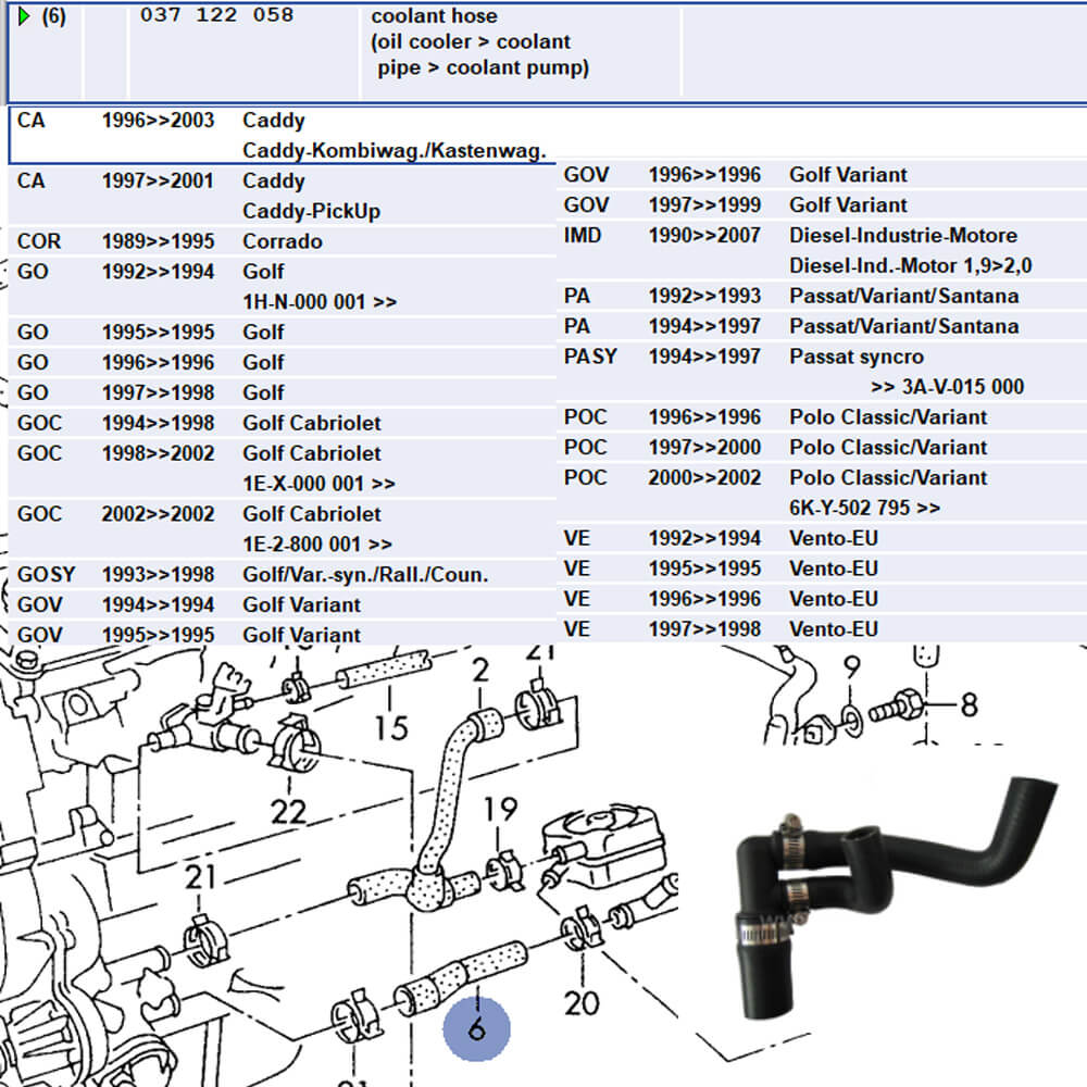 Lai Kam Wah Sdn. Bhd. Specialist in VW Aircooled Parts - 037122058 - Water Hose