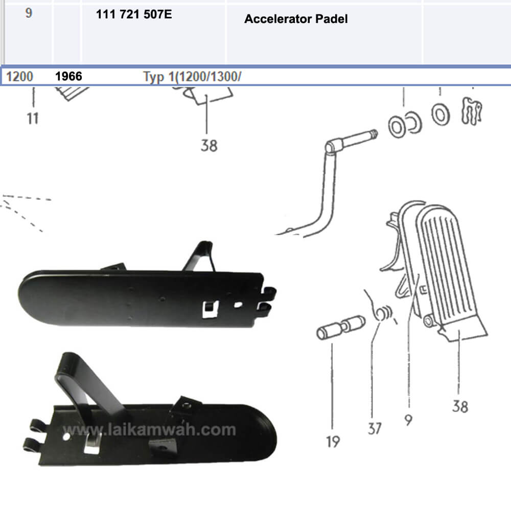 Lai Kam Wah Sdn. Bhd. Specialist in VW Aircooled Parts - 111721507E - Pedal Bracket