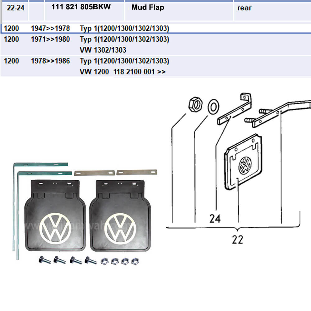 Lai Kam Wah Sdn. Bhd. Specialist in VW Aircooled Parts - 111821805BKW - Mud flap