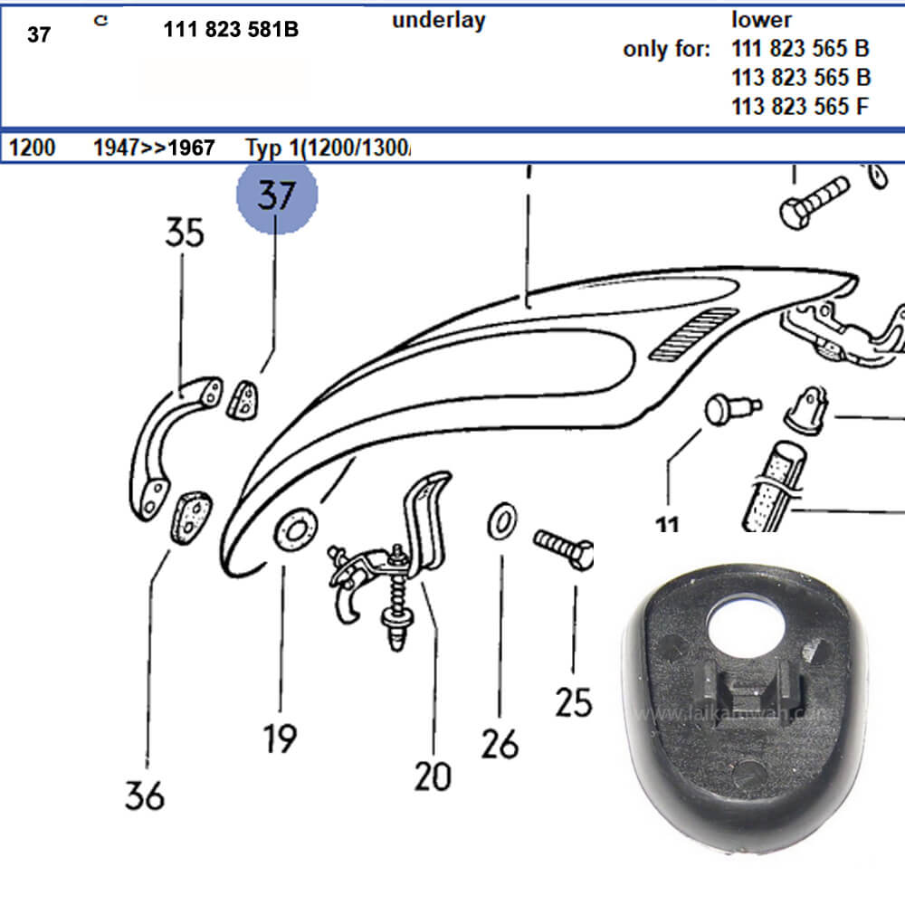Lai Kam Wah Sdn. Bhd. Specialist in VW Aircooled Parts - 111823581B - Door Packing