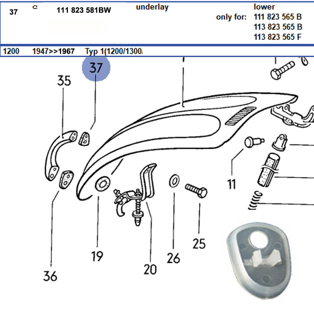 Lai Kam Wah Sdn. Bhd. Specialist in VW Aircooled Parts - 111823581BW - Door Packing