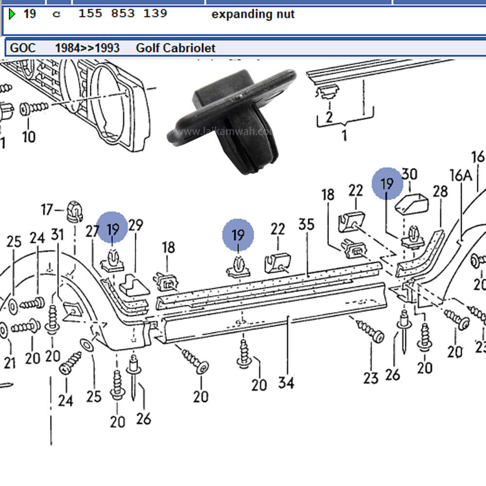 Lai Kam Wah Sdn. Bhd. Specialist in VW Aircooled Parts - 155853139 - Moulding Clip