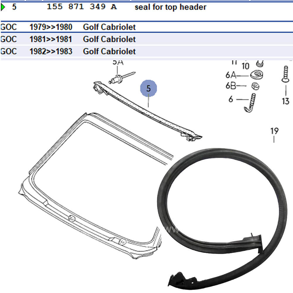 Lai Kam Wah Sdn. Bhd. Specialist in VW Aircooled Parts - 155871349A - Roof Seal