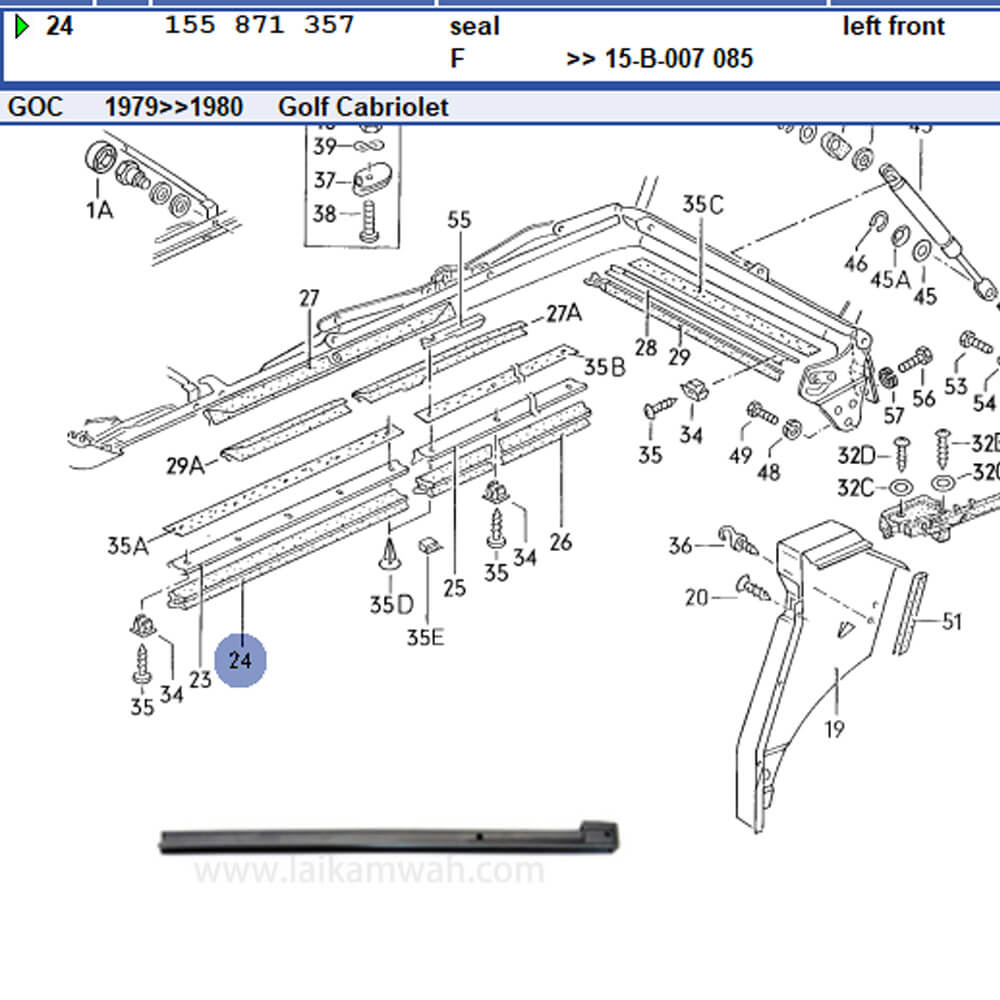 Lai Kam Wah Sdn. Bhd. Specialist in VW Aircooled Parts - 155871357 - Convertible Roof Seal