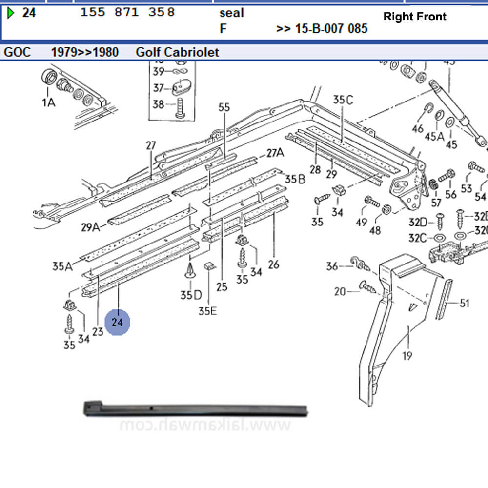 Lai Kam Wah Sdn. Bhd. Specialist in VW Aircooled Parts - 155871358 - Convertible Roof Seal