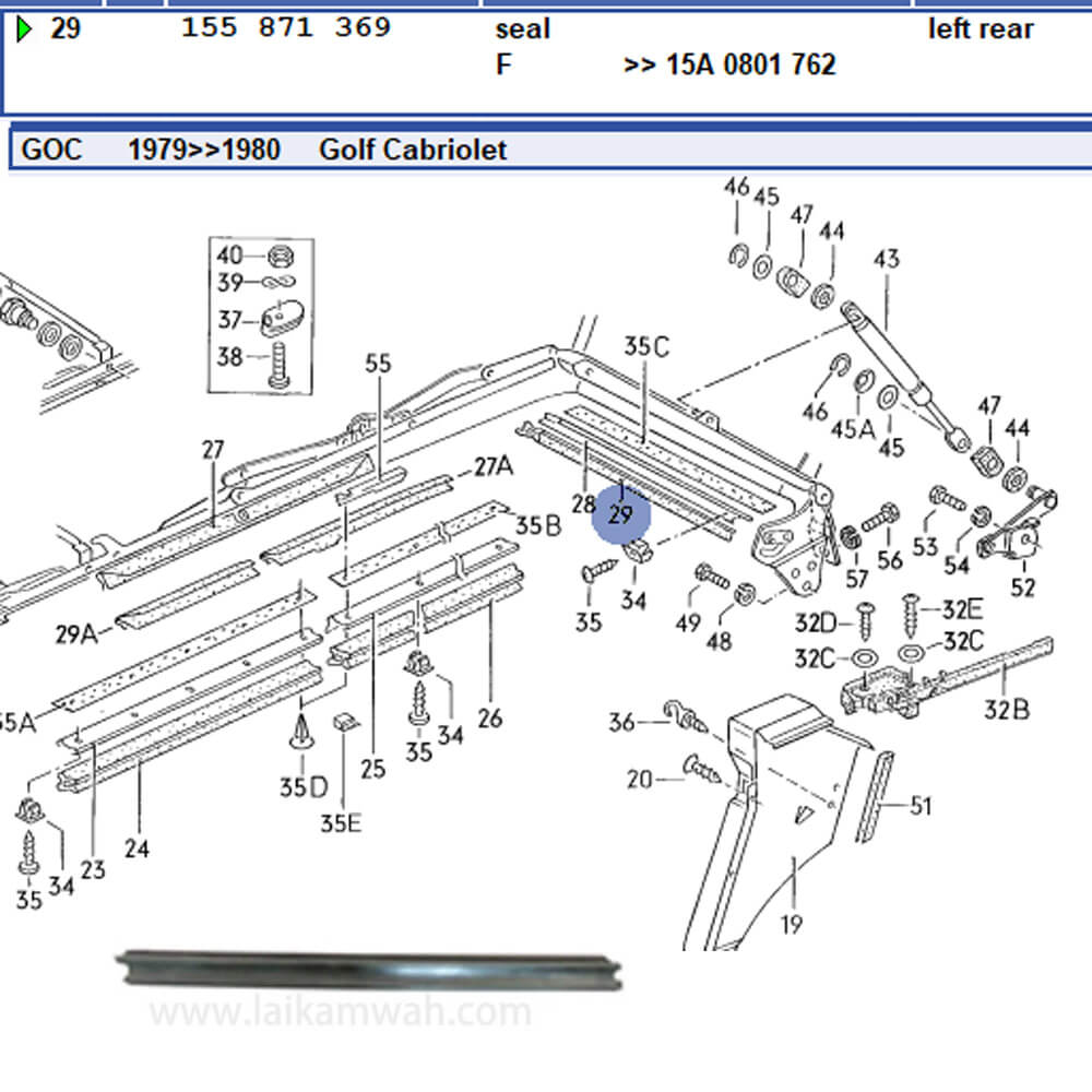 Lai Kam Wah Sdn. Bhd. Specialist in VW Aircooled Parts - 155871369 - Convertible Roof Seal