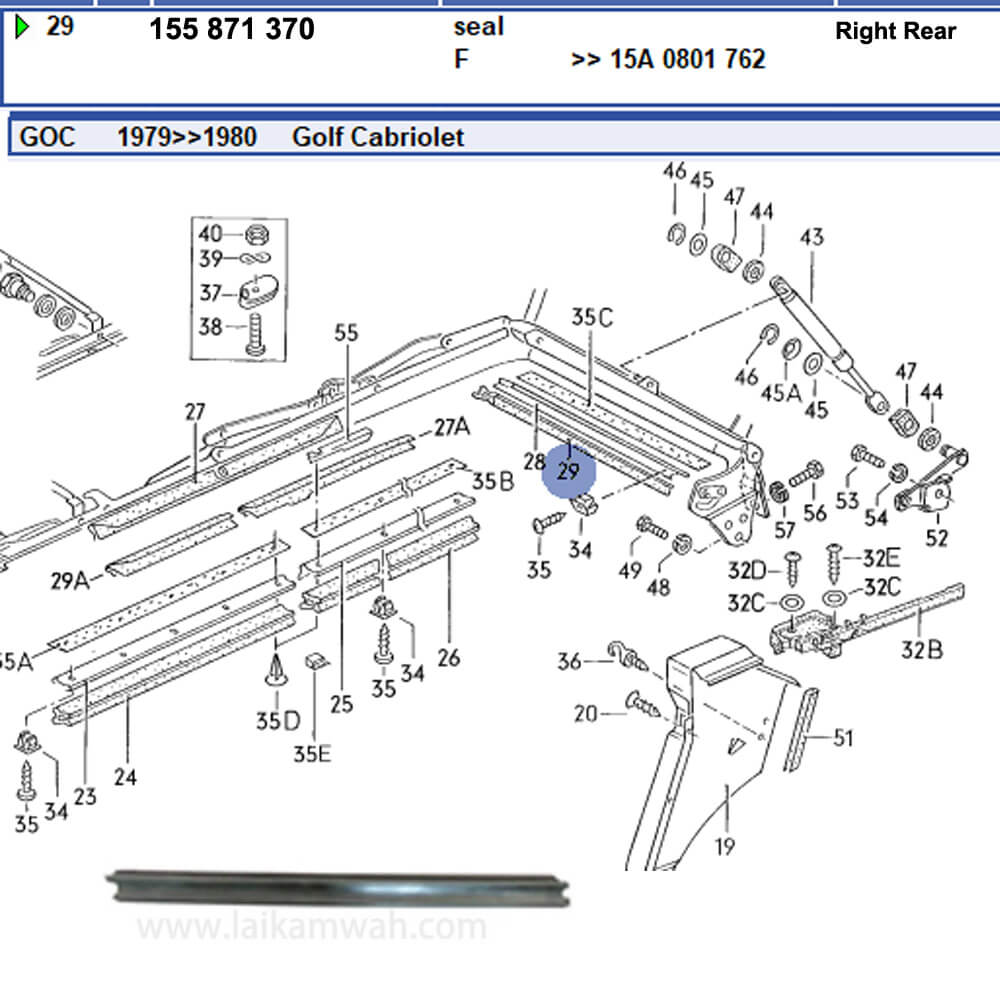 Lai Kam Wah Sdn. Bhd. Specialist in VW Aircooled Parts - 155871370 - Convertible Roof Seal
