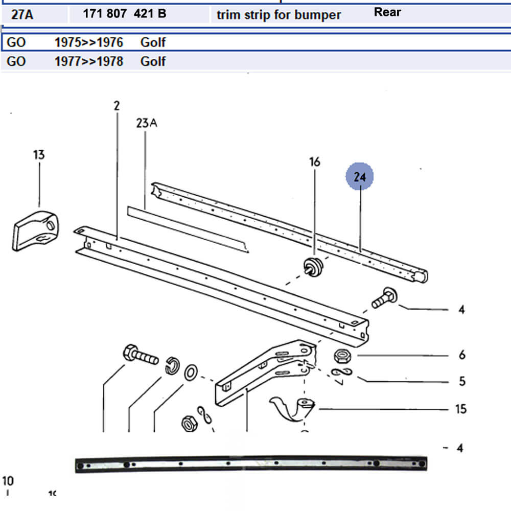 Lai Kam Wah Sdn. Bhd. Specialist in VW Aircooled Parts - 171807421B - Bumper Impact Strip