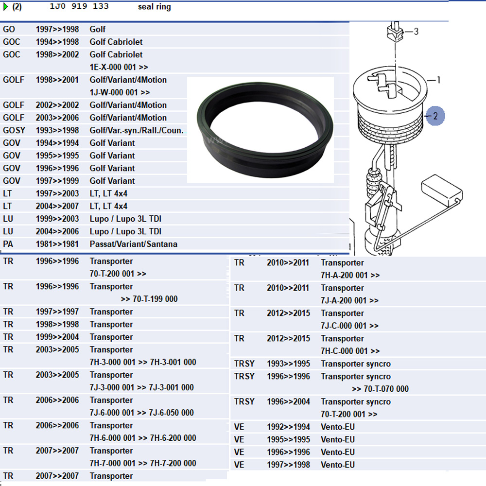 Lai Kam Wah Sdn. Bhd. Specialist in VW Aircooled Parts - 1J0919133 - Fuel Tank Seal