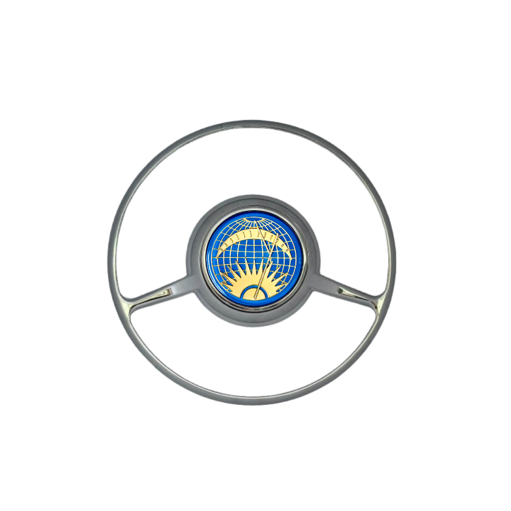 Lai Kam Wah Sdn. Bhd. Specialist in VW Aircooled Parts - 64434781102SM - FULL-MOON HORN RING IN ALUMINUM CHROME WITH SUN & MOON HORN BUTTON