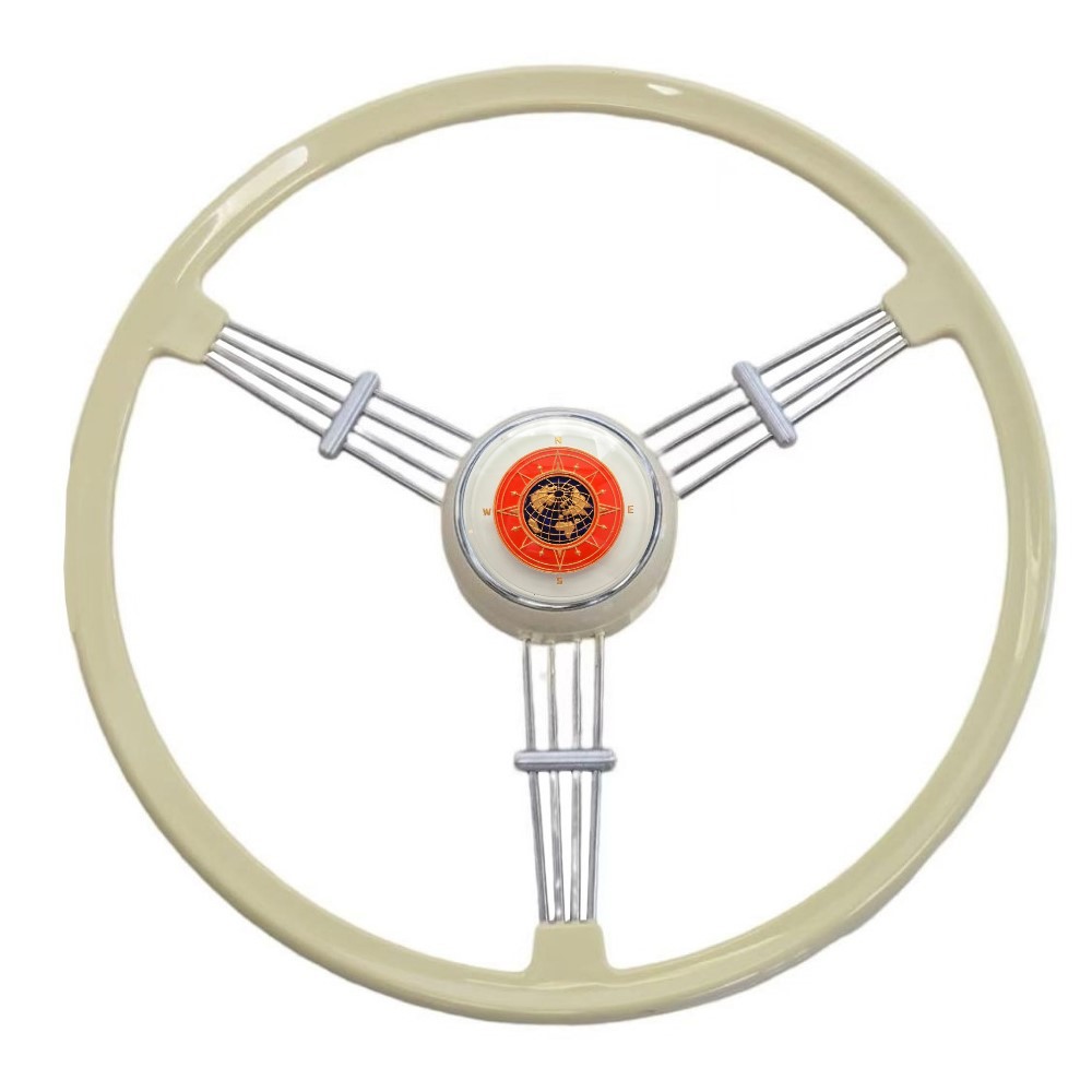 Lai Kam Wah Sdn. Bhd. Specialist in VW Aircooled Parts - 415651400WG - BANJO STEERING WHEEL COMPLETE WITH 82MM WHITE GLOBAL HORN BUTTON