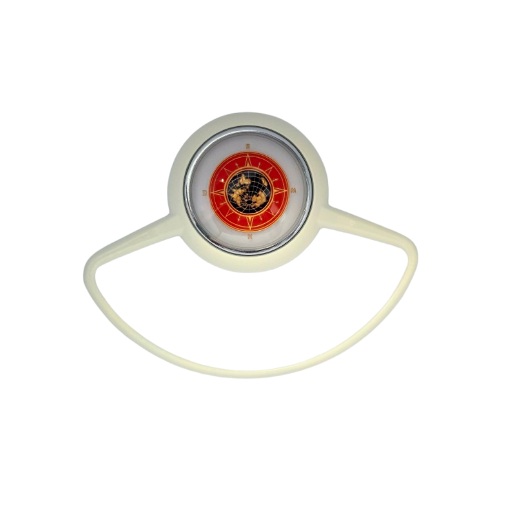 Lai Kam Wah Sdn. Bhd. Specialist in VW Aircooled Parts - 35647208WG - HALF-MOON HORN RING IN ALUMINUM POWDER COATED WITH WHITE GLOBAL HORN BUTTON