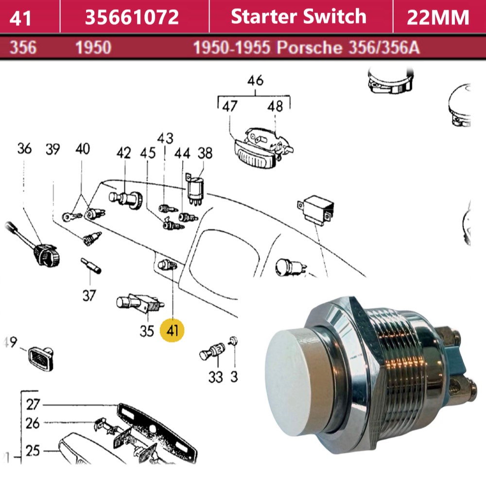 Lai Kam Wah Sdn. Bhd. Specialist in VW Aircooled Parts - 35661072 - Starter Switch - 22MM