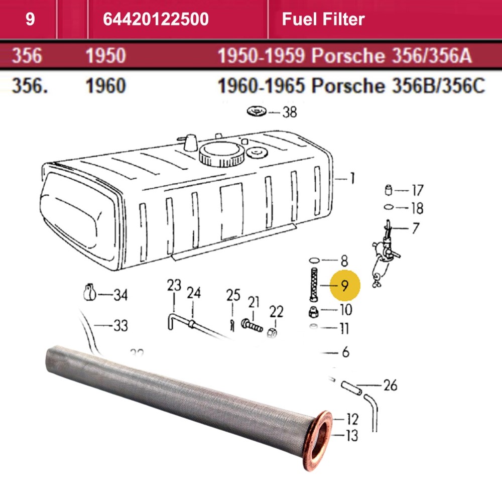 Lai Kam Wah Sdn. Bhd. Specialist in VW Aircooled Parts - 64420122500 - Fuel Filter
