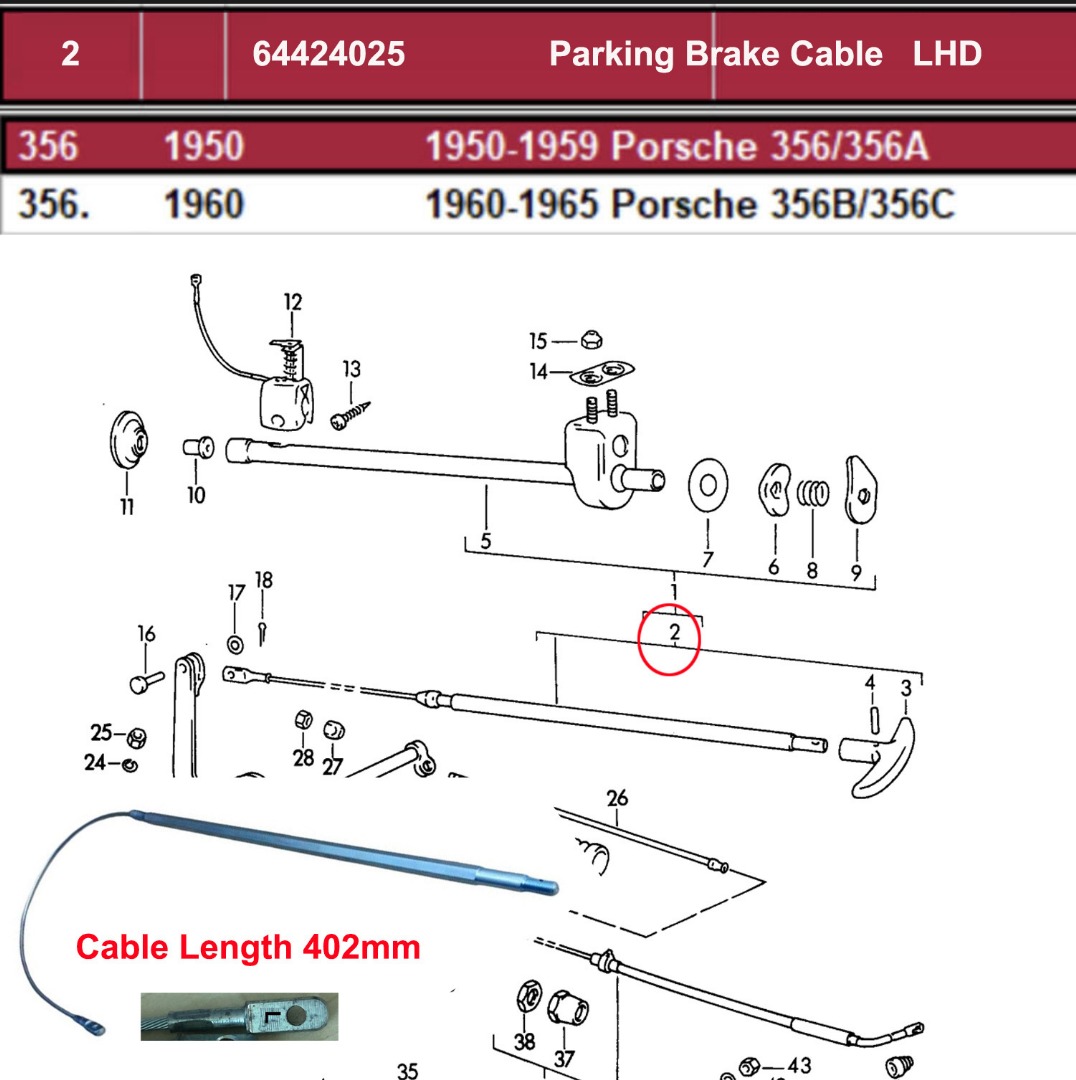 Lai Kam Wah Sdn. Bhd. Specialist in VW Aircooled Parts - 64424025 - Parking Brake Cable - LHD