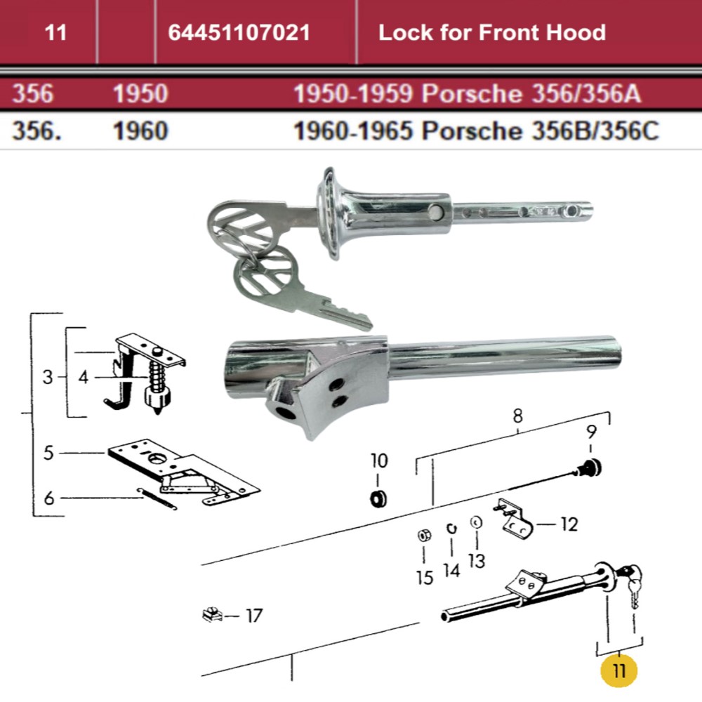 Lai Kam Wah Sdn. Bhd. Specialist in VW Aircooled Parts - 64451107021 - Lock For Front Hood
