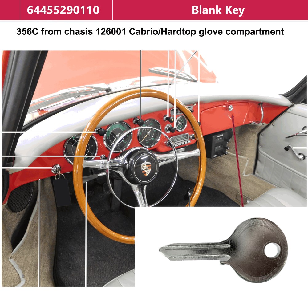 Lai Kam Wah Sdn. Bhd. Specialist in VW Aircooled Parts - 64455290110 - Blank Key - Cabrio/Hardtop Glove Compartment
