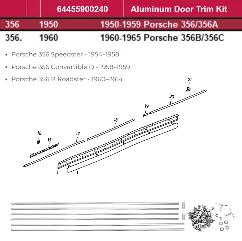 Lai Kam Wah Sdn. Bhd. Specialist in VW Aircooled Parts - 64455900240 - Aluminum Door Trim Kit