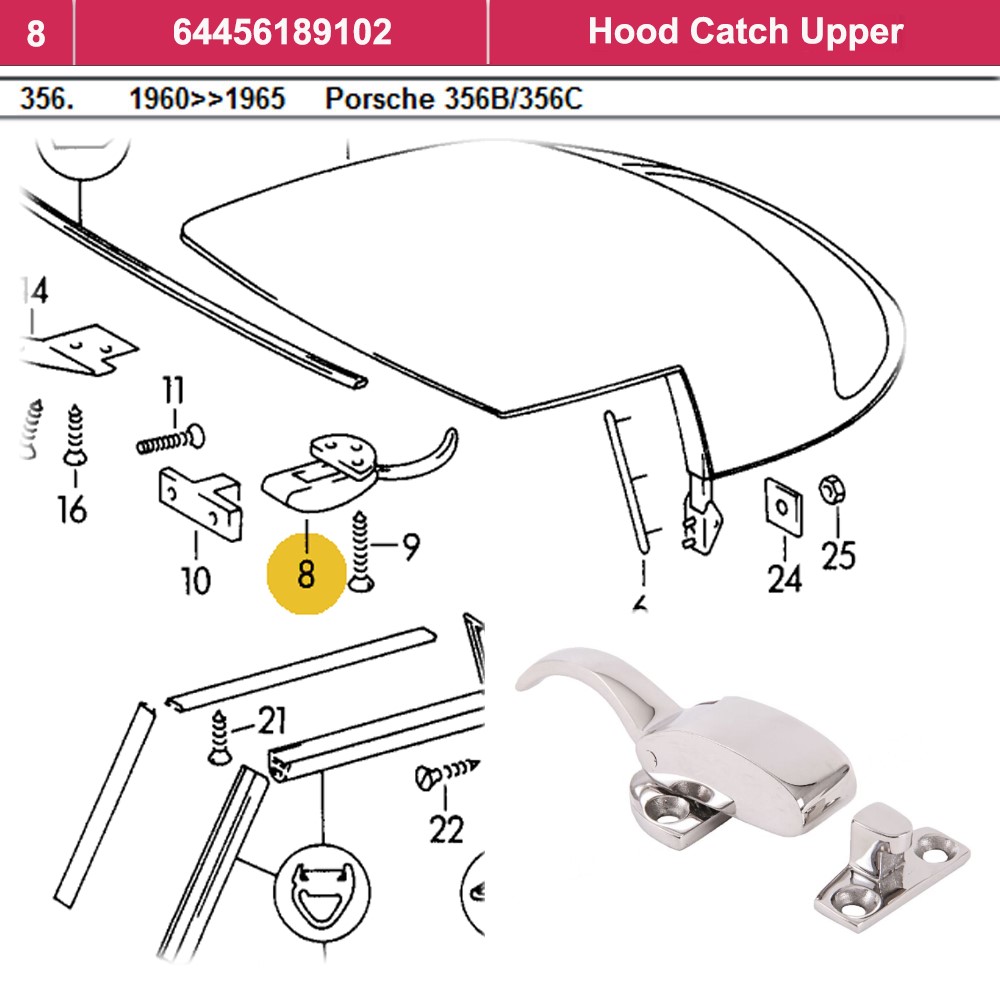 Lai Kam Wah Sdn. Bhd. Specialist in VW Aircooled Parts - 64456189102 - Hood Catch Upper