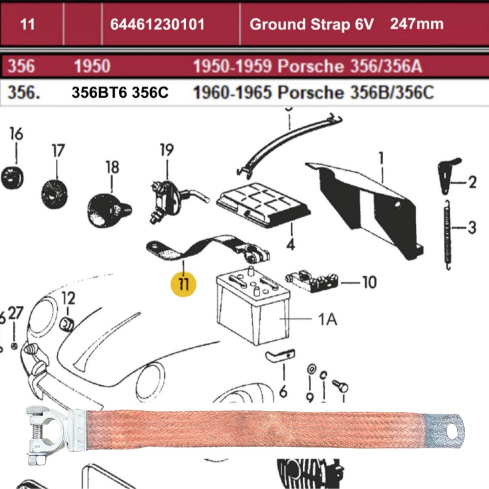 Lai Kam Wah Sdn. Bhd. Specialist in VW Aircooled Parts - 64461230101 - Ground Strap 6V - 247MM