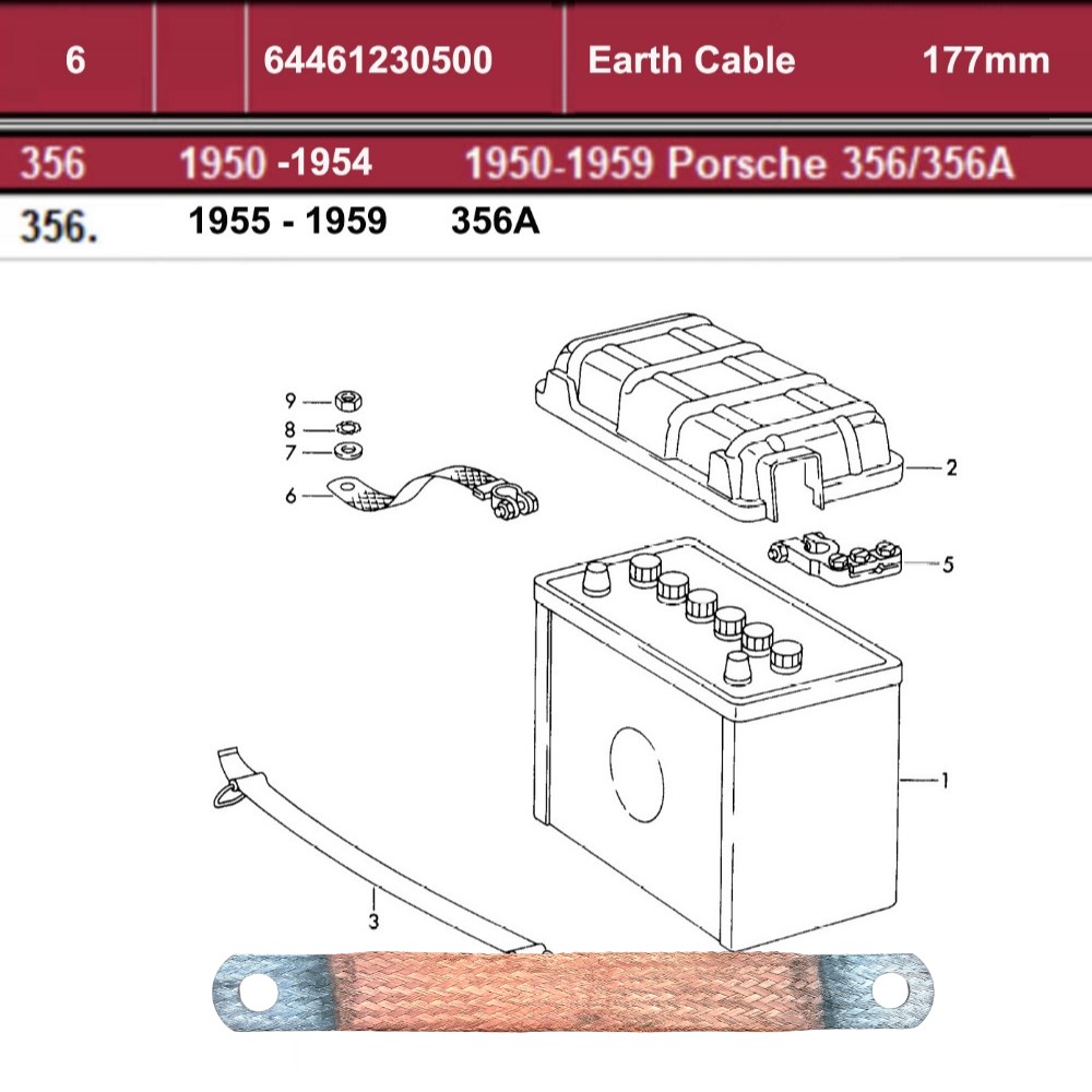 Lai Kam Wah Sdn. Bhd. Specialist in VW Aircooled Parts - 64461230500 - Earth Cable - 177MM