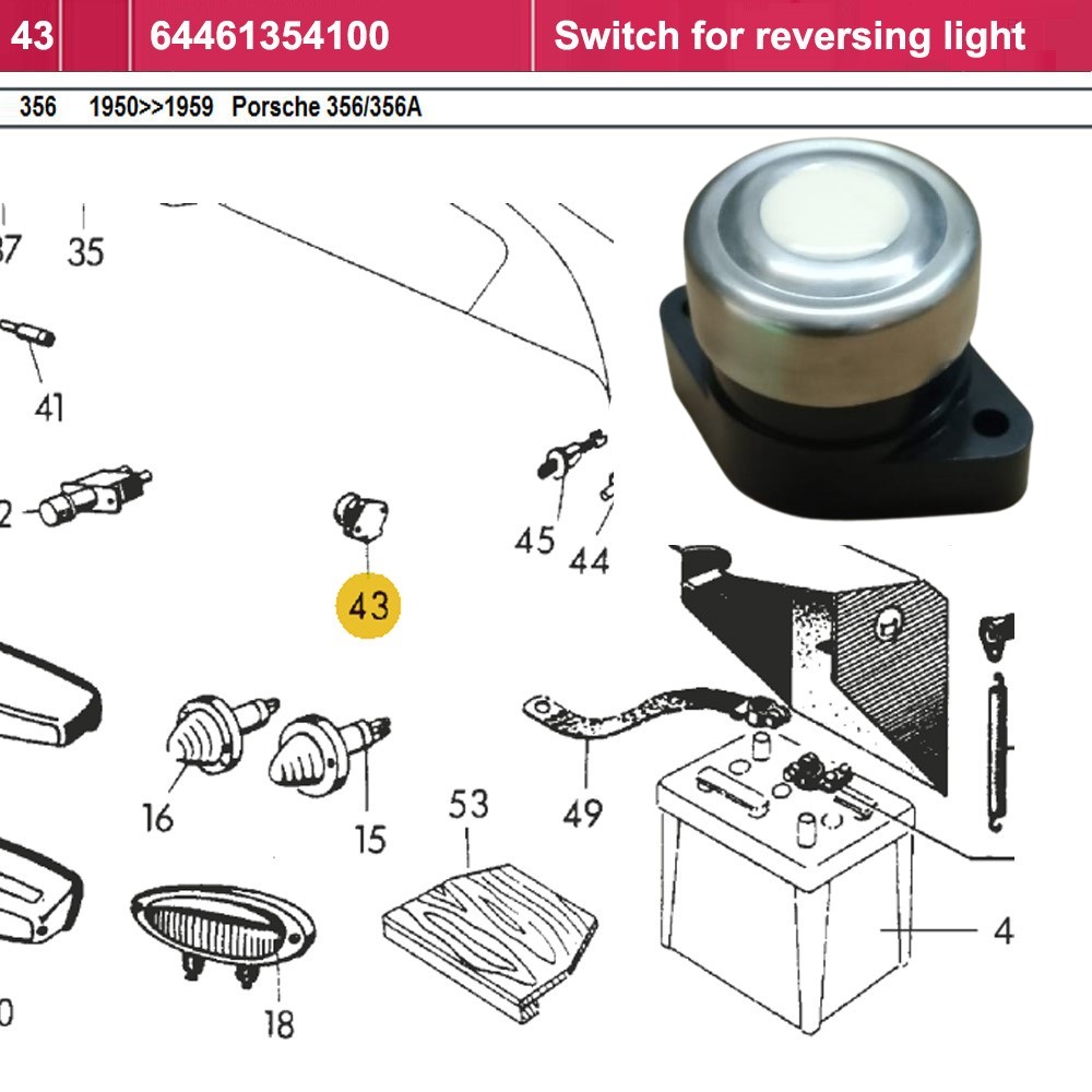 Lai Kam Wah Sdn. Bhd. Specialist in VW Aircooled Parts - 64461354100 - Switch For Reversing Light