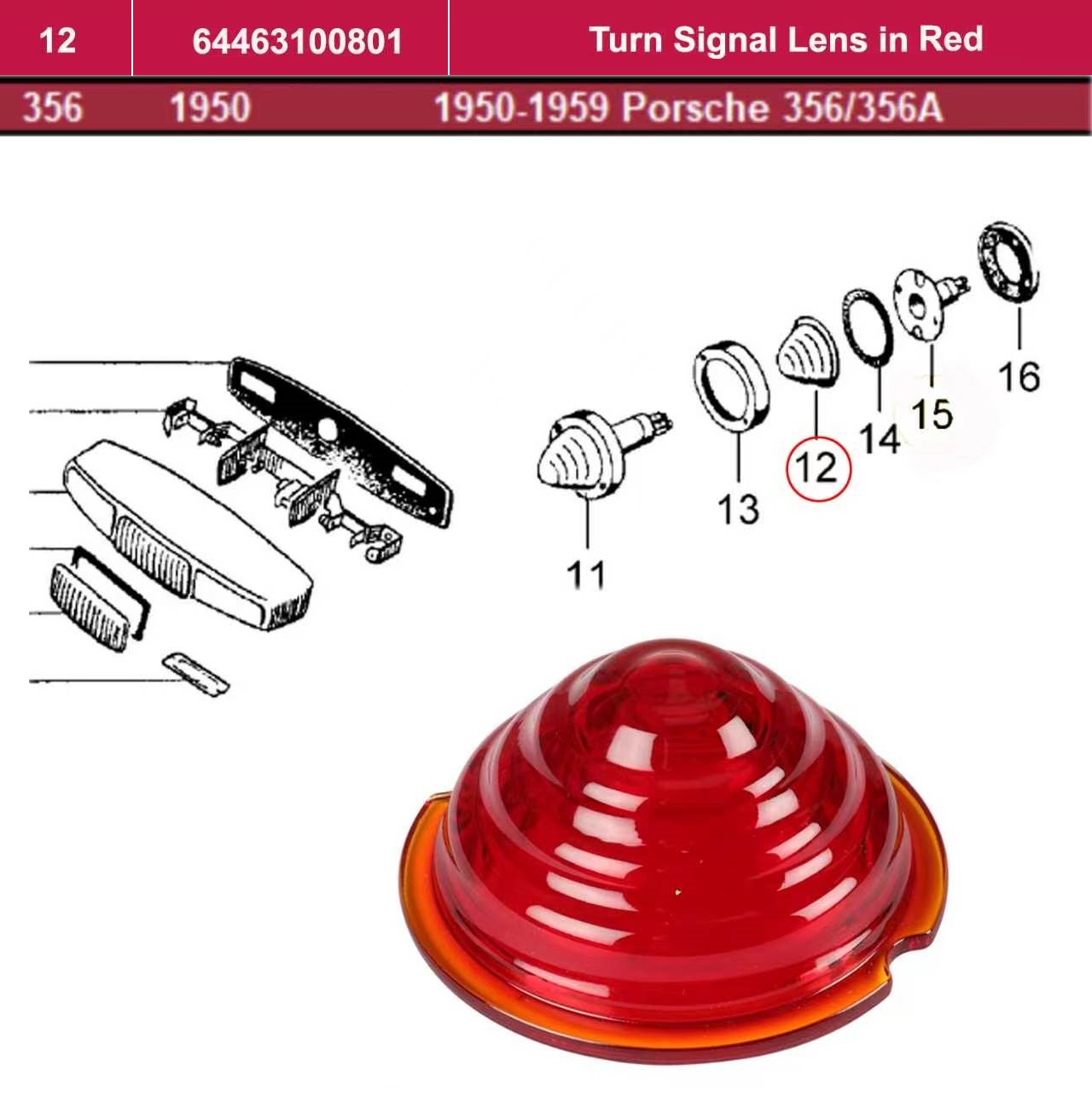 Lai Kam Wah Sdn. Bhd. Specialist in VW Aircooled Parts - 64463100801 - Turn Signal Lens In Red