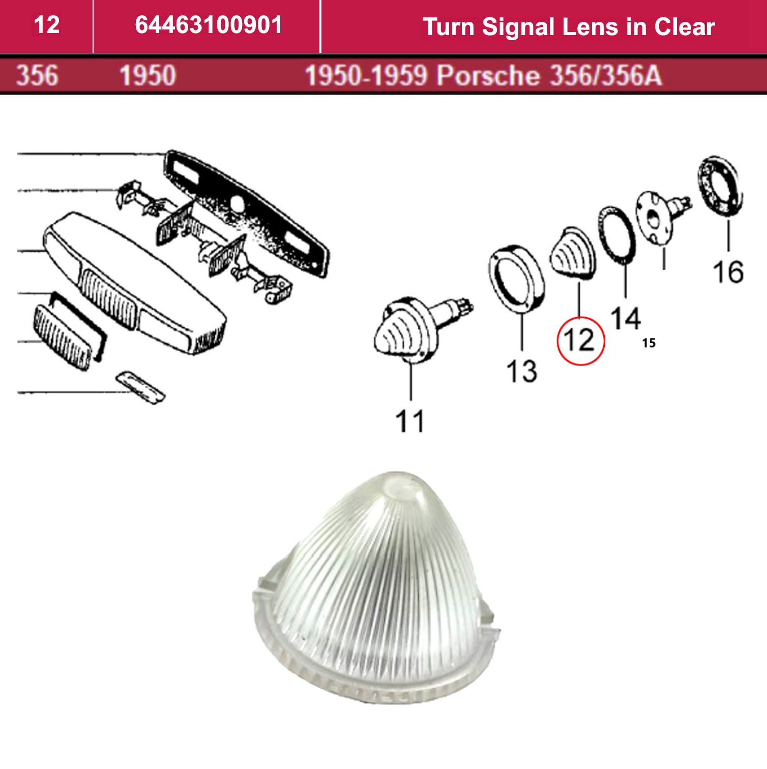 Lai Kam Wah Sdn. Bhd. Specialist in VW Aircooled Parts - 64463100901 - Turn Signal Lens In Clear