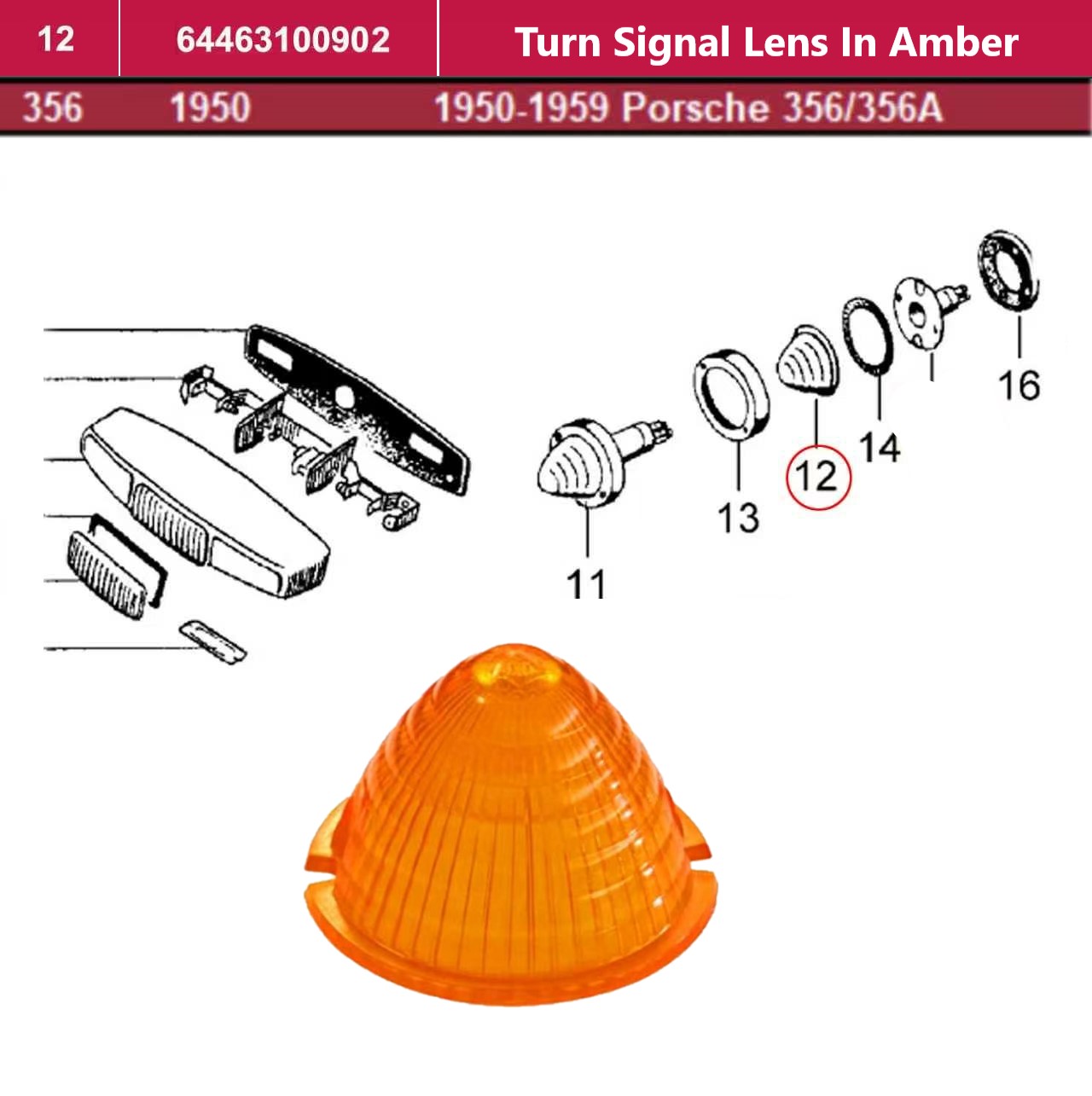 Lai Kam Wah Sdn. Bhd. Specialist in VW Aircooled Parts - 64463100902 - Turn Signal Lens In Amber