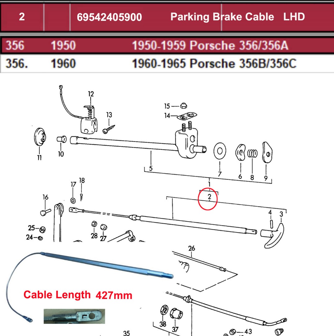 Lai Kam Wah Sdn. Bhd. Specialist in VW Aircooled Parts - 69542405900 - Parking Brake Cable - LHD