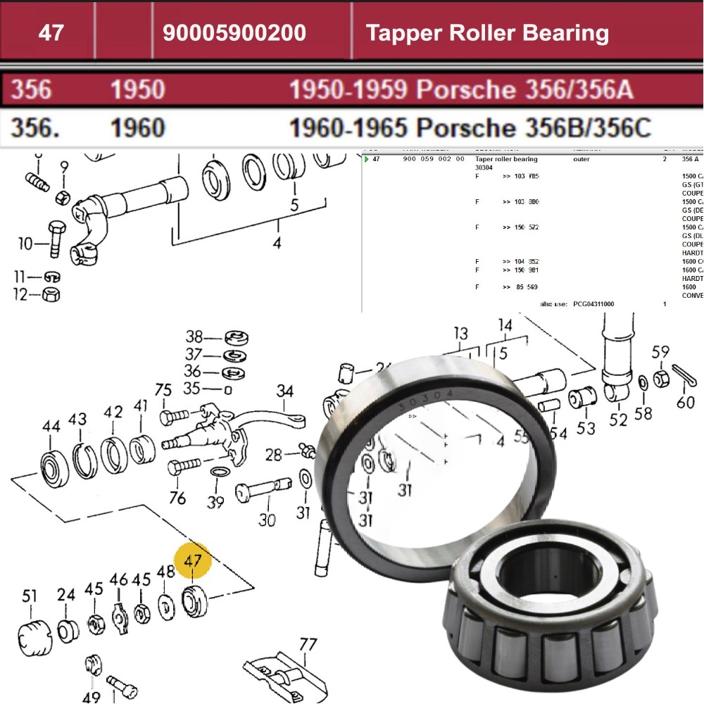 Lai Kam Wah Sdn. Bhd. Specialist in VW Aircooled Parts - 90005900200 - Tapper Roller Bearing - 50MM