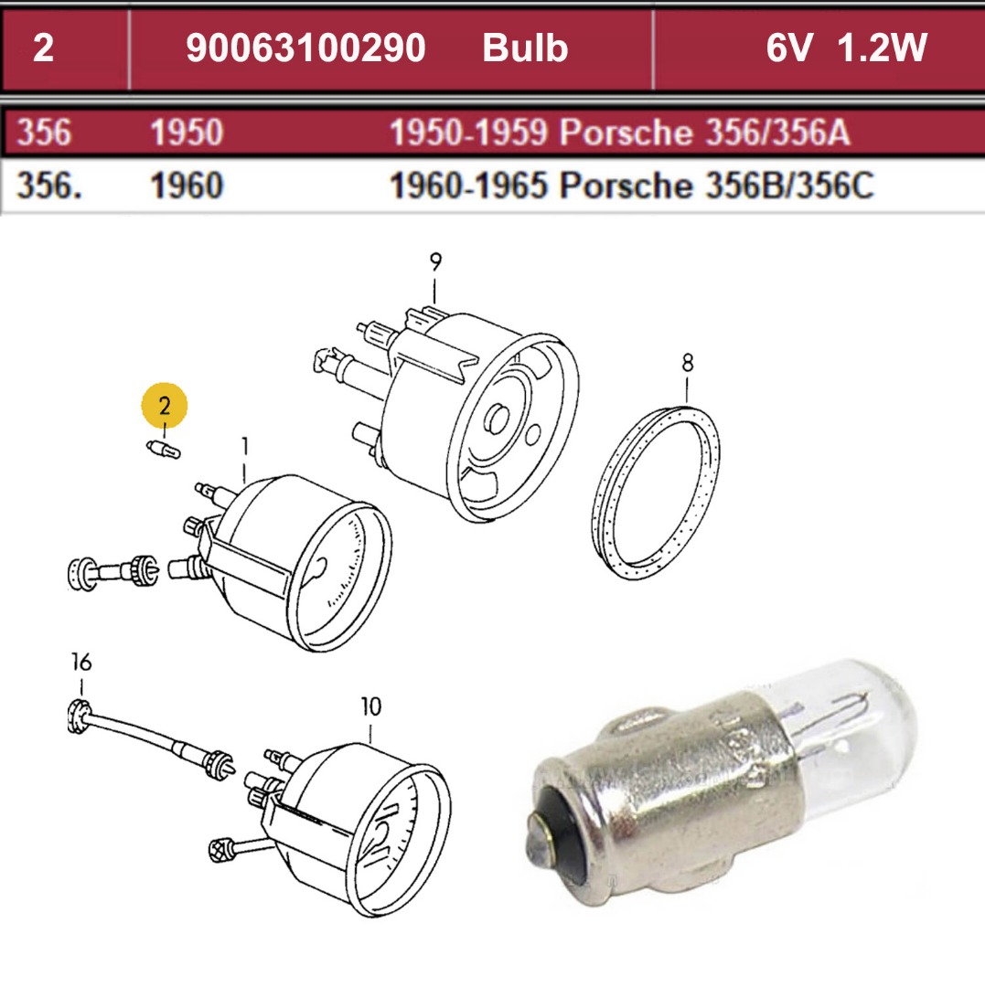 Lai Kam Wah Sdn. Bhd. Specialist in VW Aircooled Parts - 90063100290 - Dash Bulb 6V