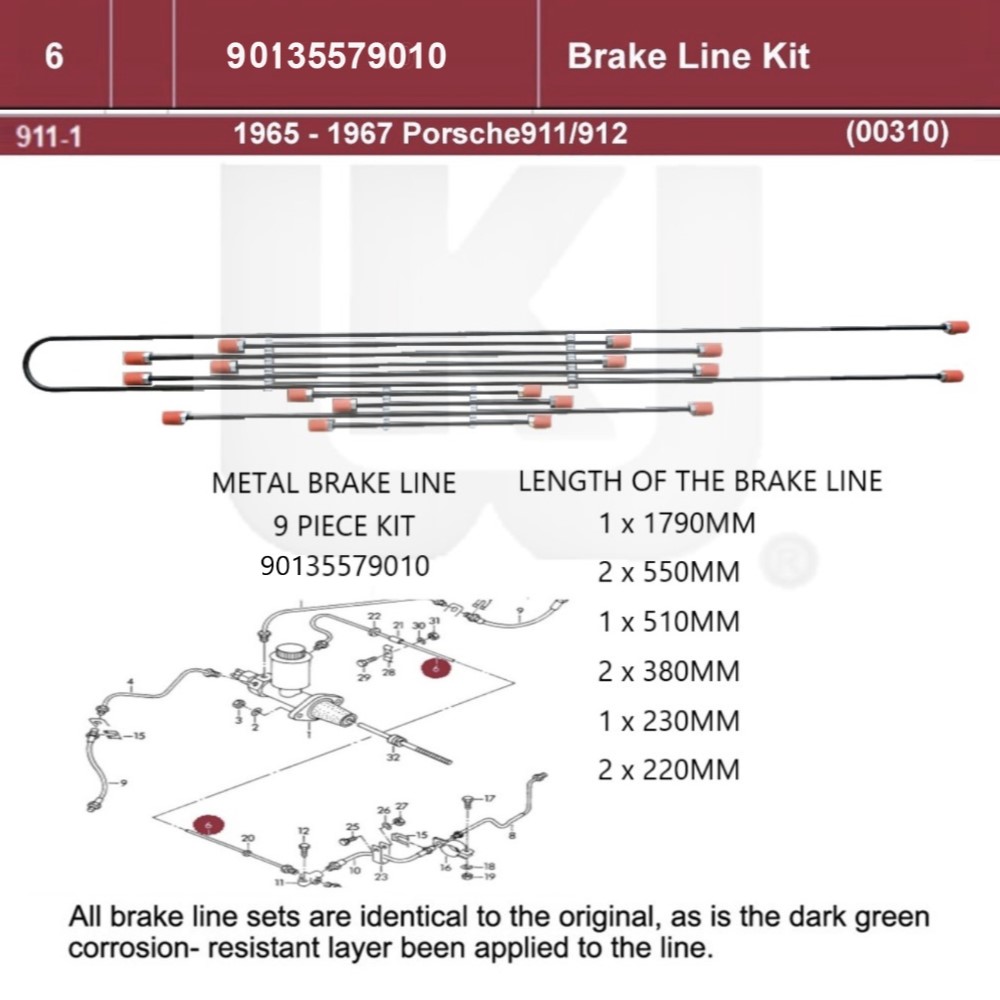Lai Kam Wah Sdn. Bhd. Specialist in VW Aircooled Parts - 90135579010 - Brake Line Kit