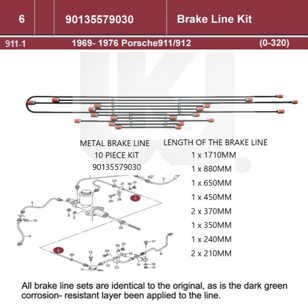 Lai Kam Wah Sdn. Bhd. Specialist in VW Aircooled Parts - 90135579030 - Brake Line Kit