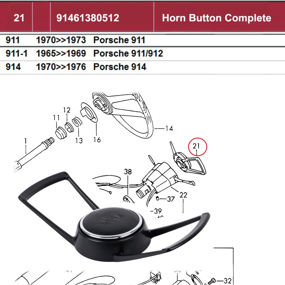 Lai Kam Wah Sdn. Bhd. Specialist in VW Aircooled Parts - 91461380512 - Horn Button Complete